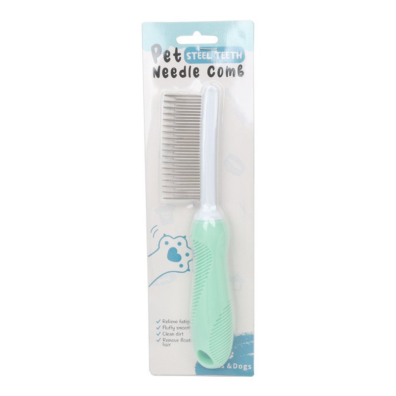 Deshedding comb in use