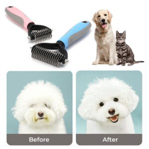 2-Sided Deshedding & Dematting Brush for Dogs & Cats